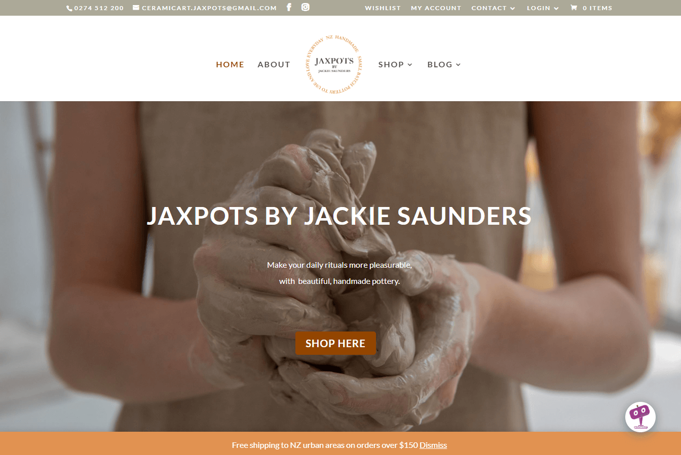Jaxpots homepage screenshot.
