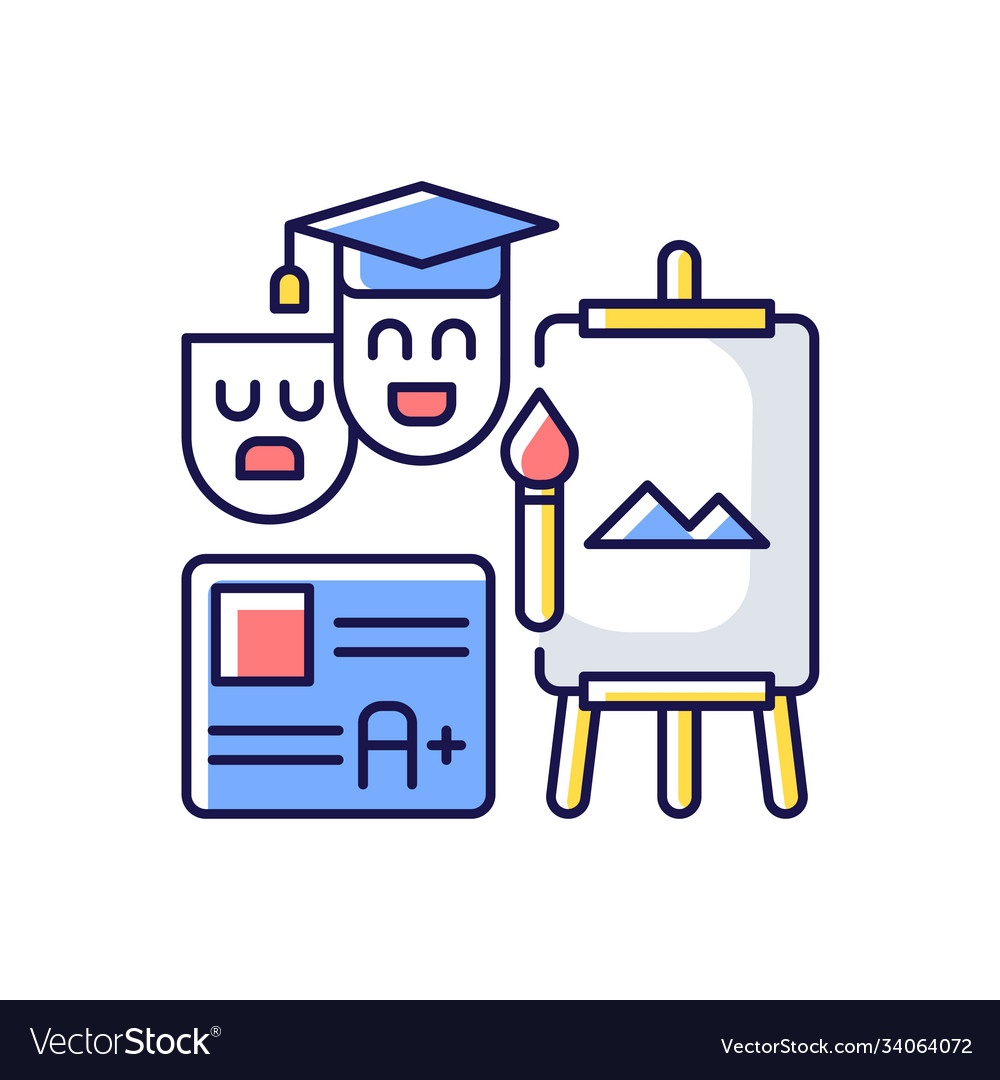Creative certification exam RGB color icon. Art and theatrical education degree. Drawing skills. School and academy of art. Isolated vector illustration