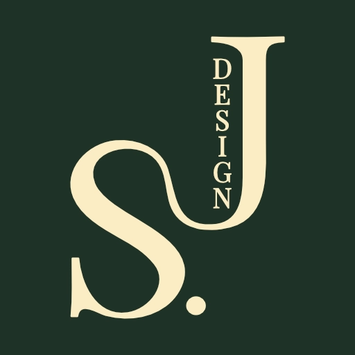 Green square logo with cream lettermark JS Design.